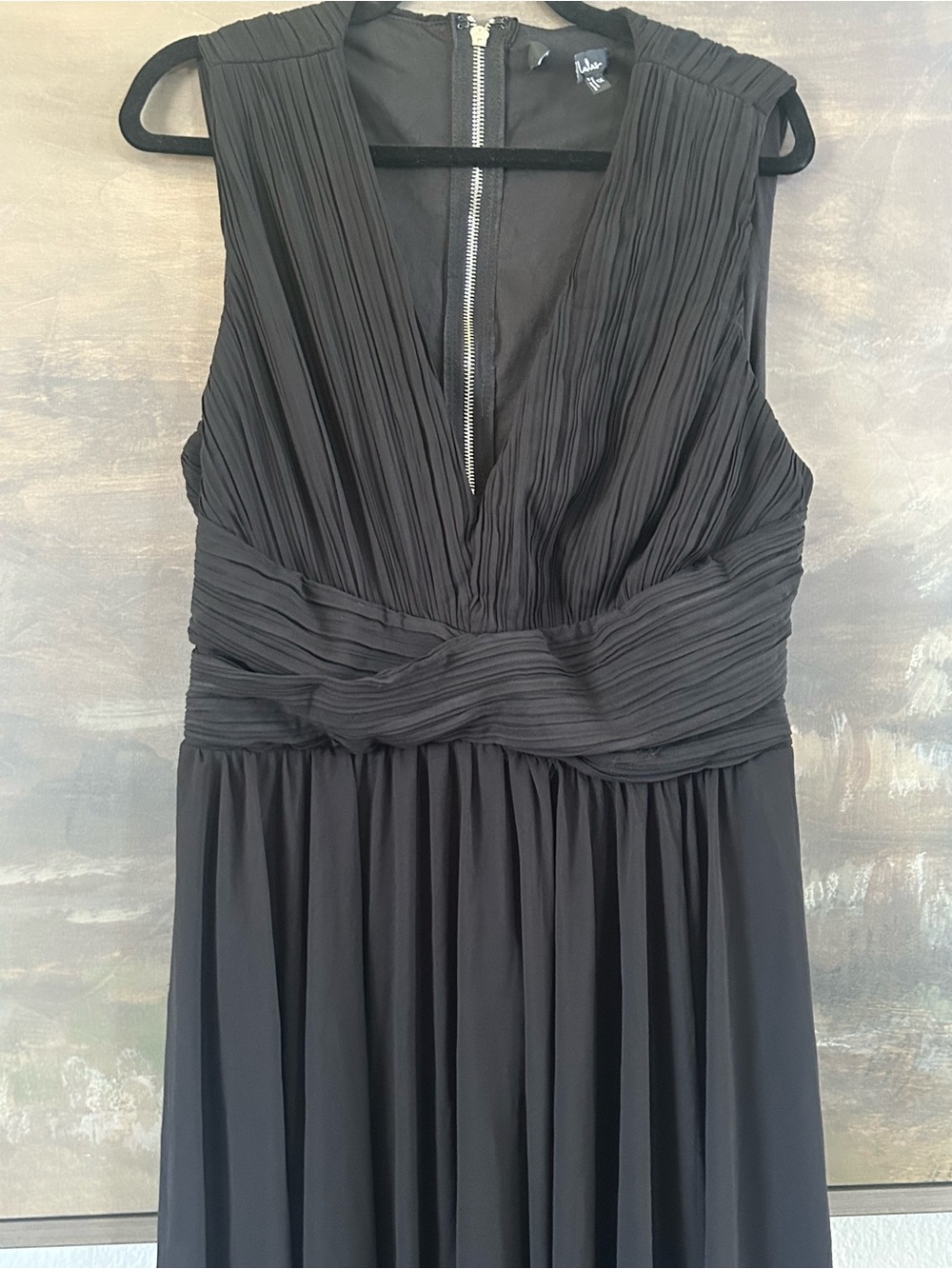 NWOT Lulus Black Pleated V-Neck Sleeveless Maxi Dress - Picture 3 of 10